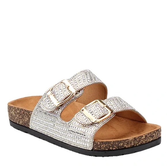 Last Pair!  Rhinestone Gems Rainbow Slide-In Perfect Pride Shoe Size 6 - Picture 2 of 3